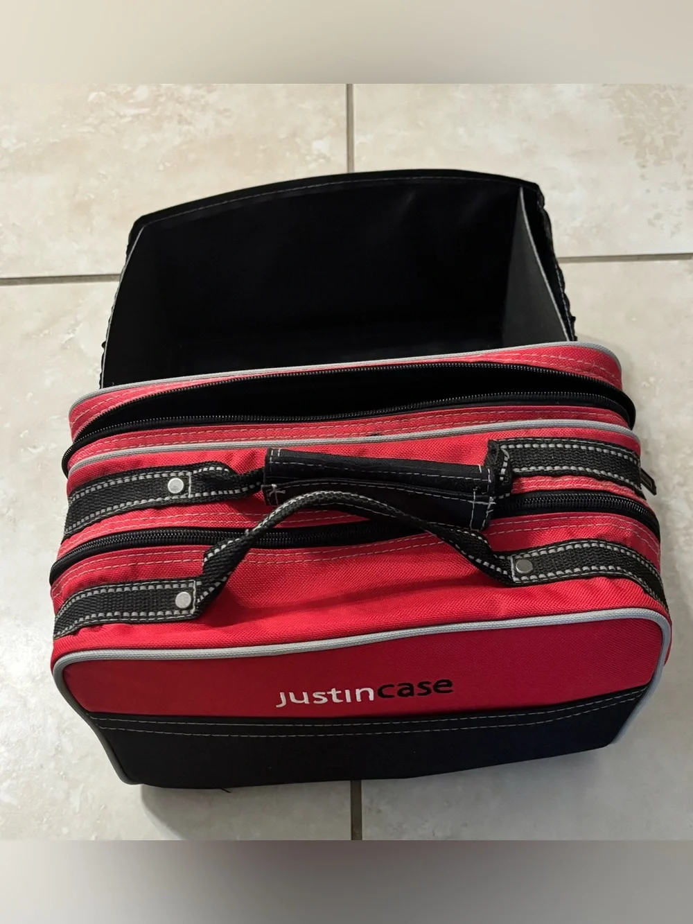 Red and Black Multi-Compartment Storage Organizer Bag